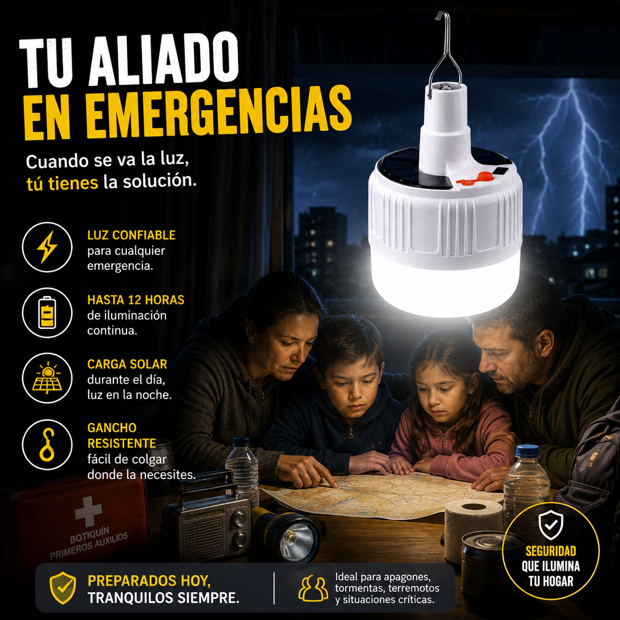 Bombillo Solar Recargable