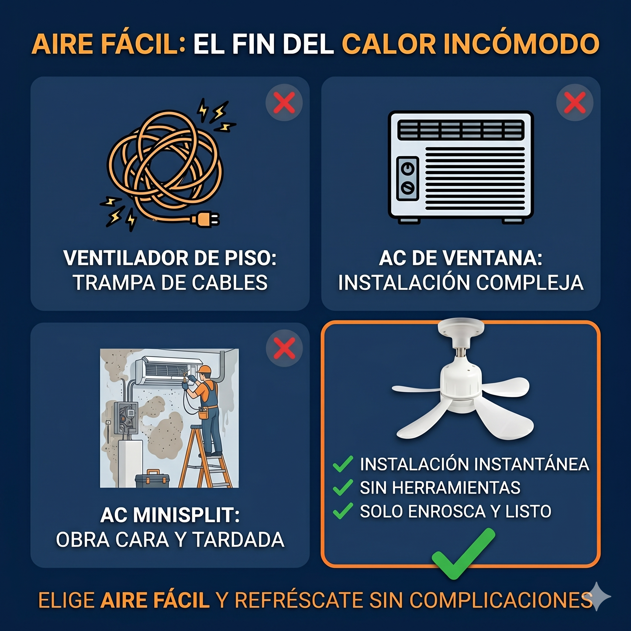 Bombillo ventilador - Duerme fresco toda la noche